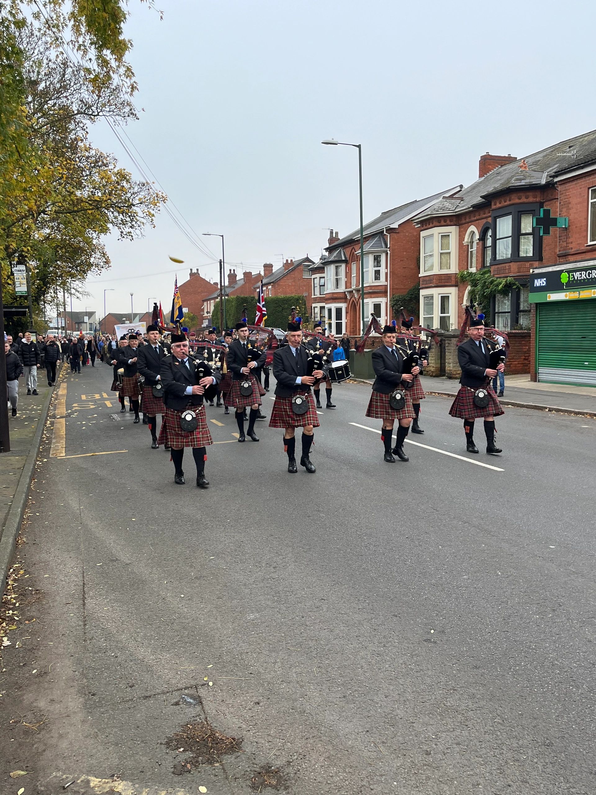Pipe Band leads Remembrance Day Parade in Nottingham